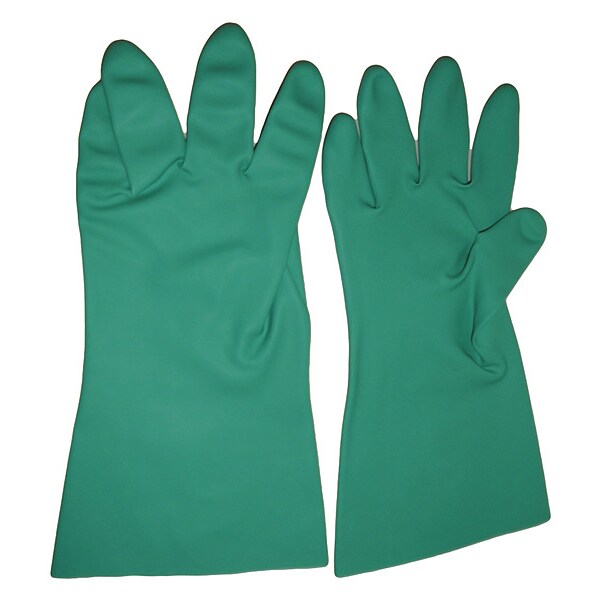 Condor Chemical Resistant Gloves, Nitrile, 15 in L, 22 mil, Green, L, 1 PR - 60KV30