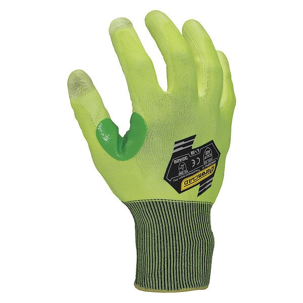 Ironclad Performance Wear Hi-Vis Cut Resistant Coated Gloves, Cut Level A2 , Dipped , Polyurethane , Smooth , 2XL 1 PR - KKC2PU-Y-06-XXL