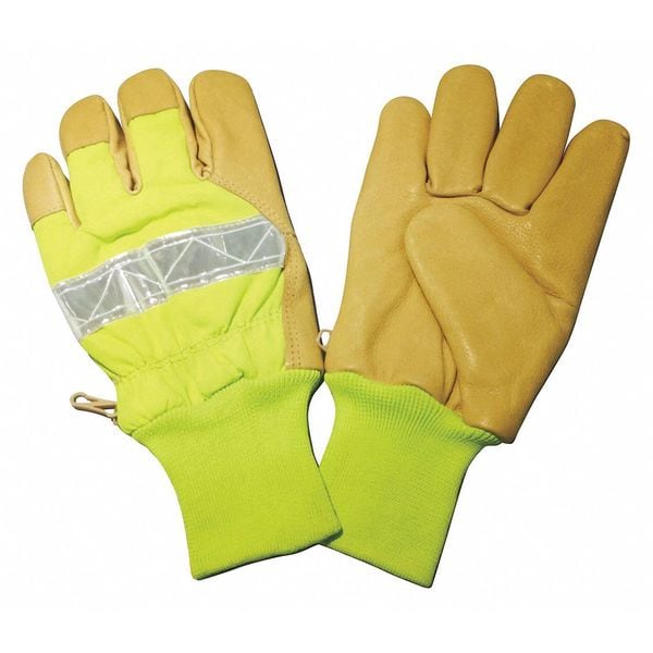 Condor Leather Gloves, Polyester, Knit Wrist Cuff, Wing Thumb, Lime, L, 1 PR - 48WU21