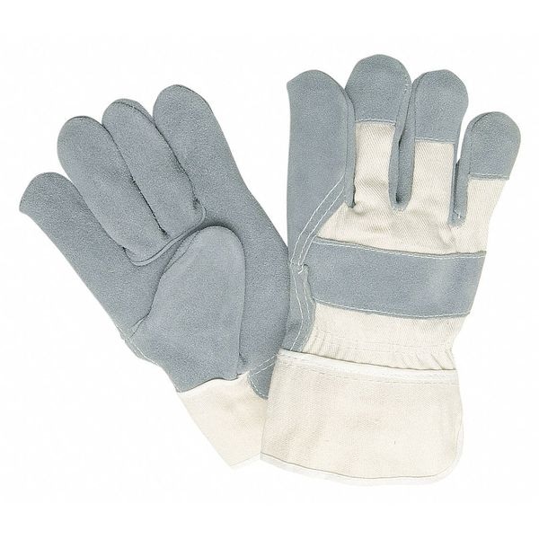 Mcr Safety Leather Palm Gloves, Safety Cuff Cuff, Wing Thumb, Large, 12 PK - 1400