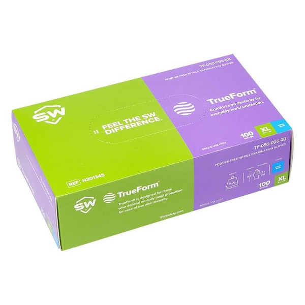 Sw Trueform Trueform, Disposable Gloves, 3.1 mil Palm, Nitrile, Powder-Free, XL, 1000 PK, Royal Blue - N301345X10