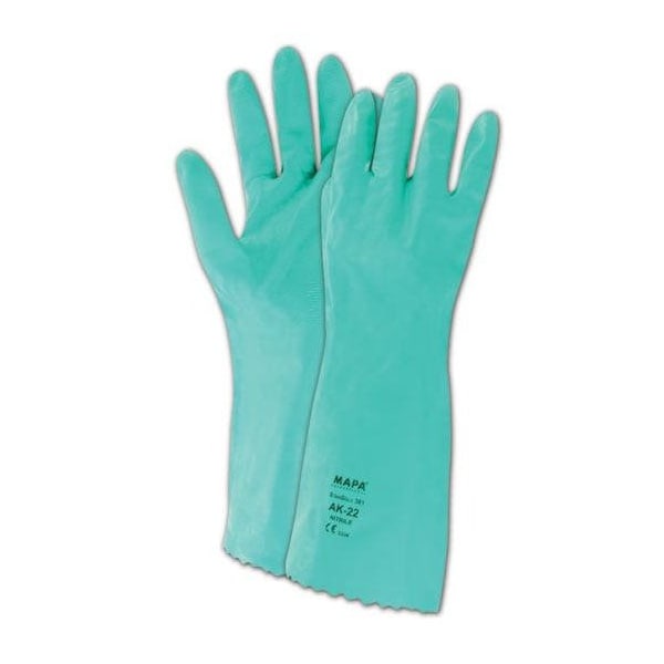 Mapa Chemical Resistant Gloves, Green, 10, 12 PK - 381410