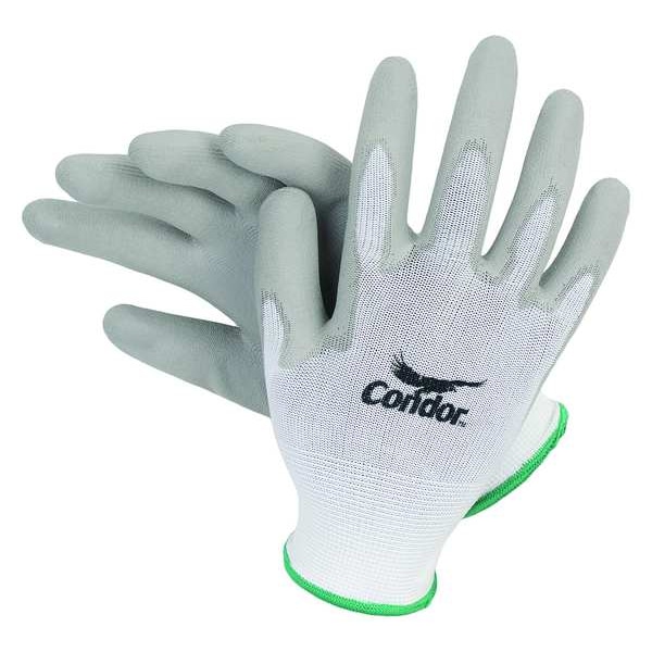 Condor Coated Gloves, Polyurethane, Smooth, Palm, 3 Abrasion Level, White, 2XL (11) 1 PR - 2UUG4