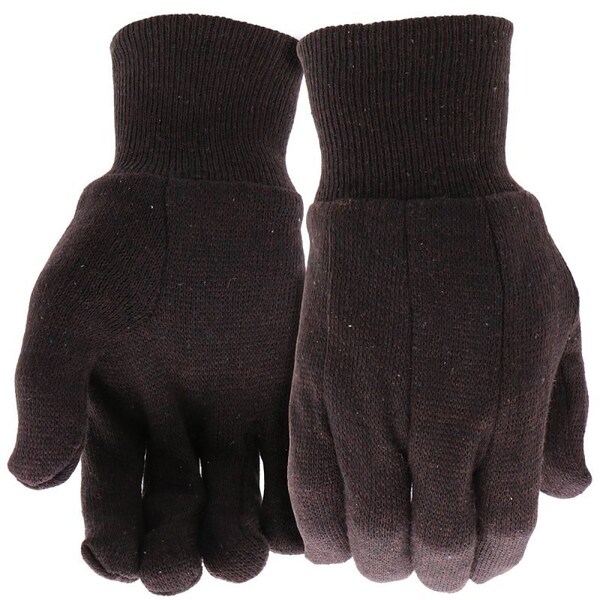Boss Boss Work Gloves, L, Straight Thumb, Slip-On Cuff, Jersey, Brown - B62011-L12P