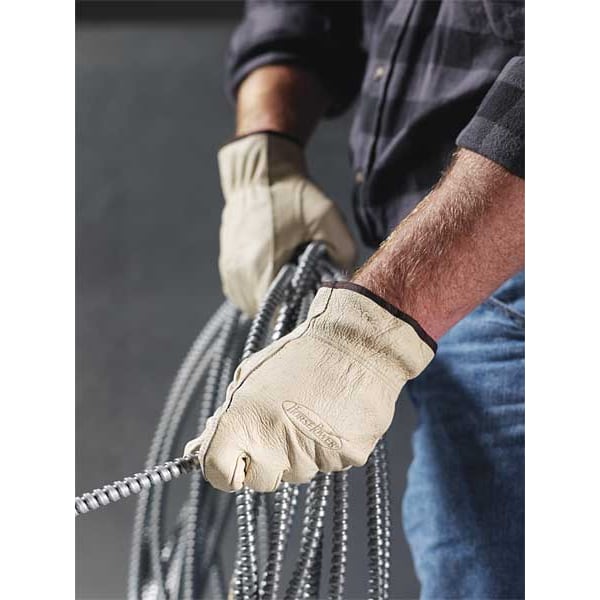 Horsepower Leather Drivers Gloves, Shirred Wrist, Keystone Thumb, Gunn Cut, Cream, S 1 PR - PWG-138400S