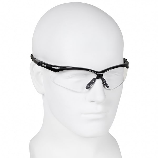 Kleenguard V30 Nemesis Safety Glasses, Scratch-Resistant, Wraparound, Black Half-Frame, Clear Lens - 25676