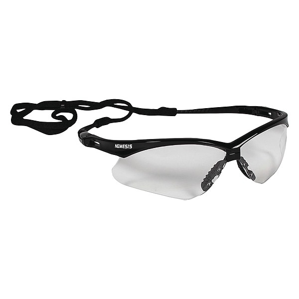 Kleenguard V30 Nemesis Safety Glasses, Scratch-Resistant, Wraparound, Black Half-Frame, Clear Lens - 25676