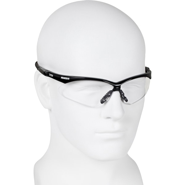 Kleenguard V30 Nemesis Safety Glasses, Scratch-Resistant, Wraparound, Black Half-Frame, Clear Lens - 25676