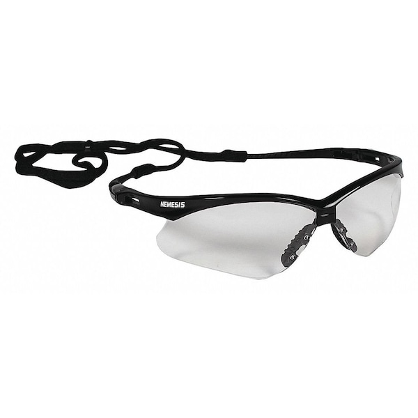 Kleenguard V30 Nemesis Safety Glasses, Scratch-Resistant, Wraparound, Black Half-Frame, Clear Lens - 25676