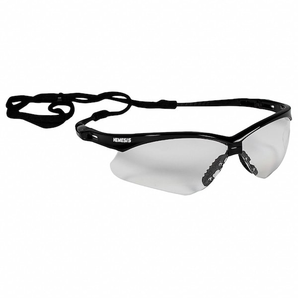Kleenguard V30 Nemesis Safety Glasses, Scratch-Resistant, Wraparound, Black Half-Frame, Clear Lens - 25676