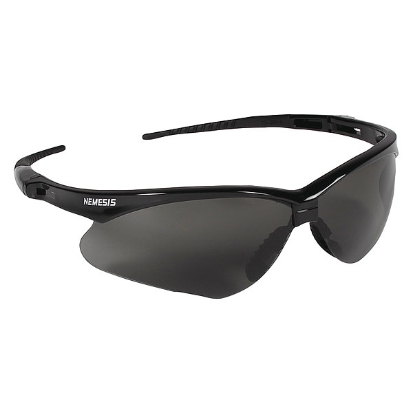 Kleenguard V30 Nemesis Safety Glasses, Anti-Fog, Scratch-Resistant, Wraparound, Black Half-Frame, Smoke Lens - 22475