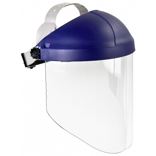 3M Ratchet Headgear with Clear Polycarbonate Faceshield, Uncoated, 9 in Visor Height, Blue - 82783