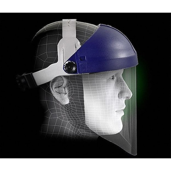3M Ratchet Headgear with Clear Polycarbonate Faceshield, Uncoated, 9 in Visor Height, Blue - 82783