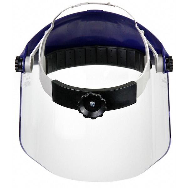 3M Ratchet Headgear with Clear Polycarbonate Faceshield, Uncoated, 9 in Visor Height, Blue - 82783