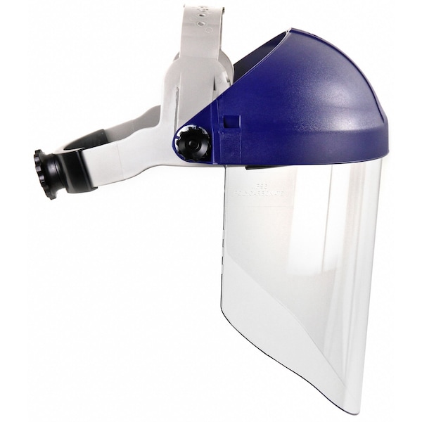 3M Ratchet Headgear with Clear Polycarbonate Faceshield, Uncoated, 9 in Visor Height, Blue - 82783