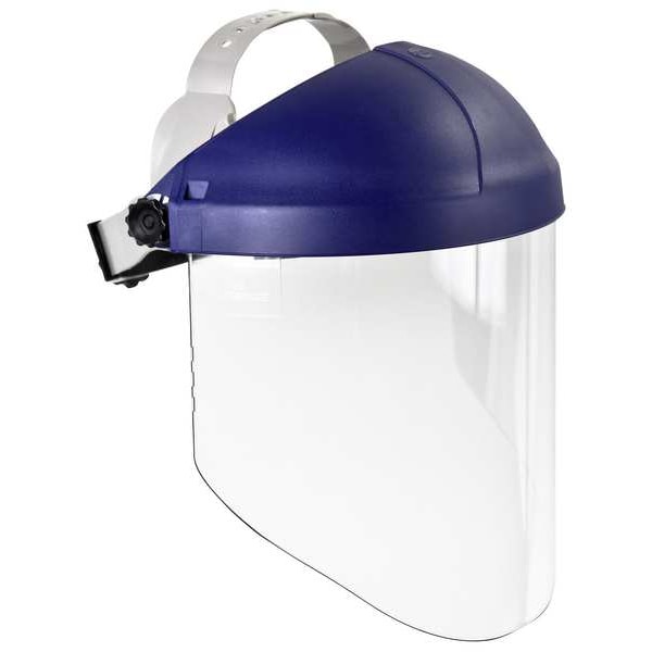 3M Ratchet Headgear with Clear Polycarbonate Faceshield, Uncoated, 9 in Visor Height, Blue - 82783