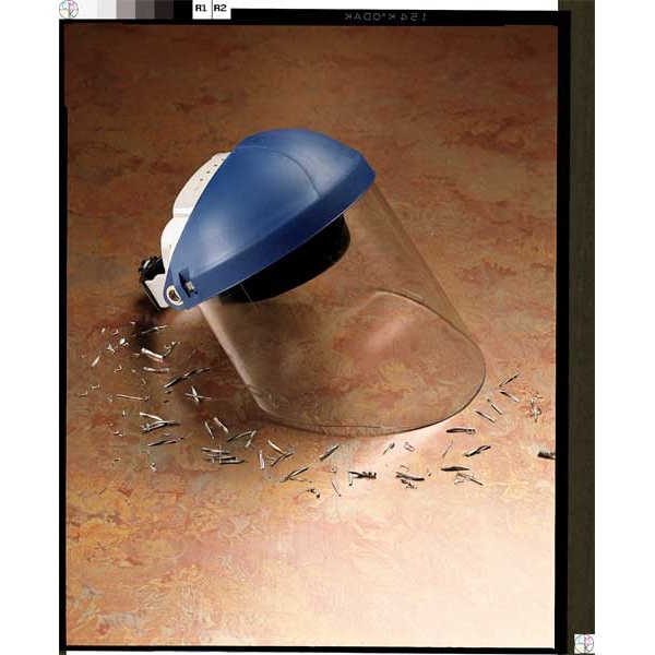 3M Ratchet Headgear with Clear Polycarbonate Faceshield, Uncoated, 9 in Visor Height, Blue - 82783
