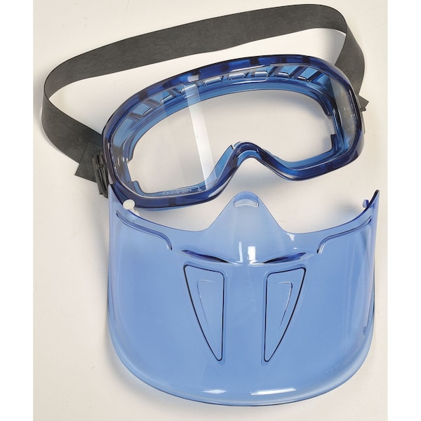 Kleenguard Goggles with Face Shield, V90, Anti-Fog Coating, Clear Lenses, Blue Frame, Blue Shield, Unisex - 18629