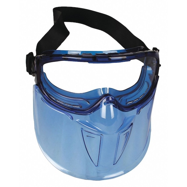 Kleenguard Goggles with Face Shield, V90, Anti-Fog Coating, Clear Lenses, Blue Frame, Blue Shield, Unisex - 18629