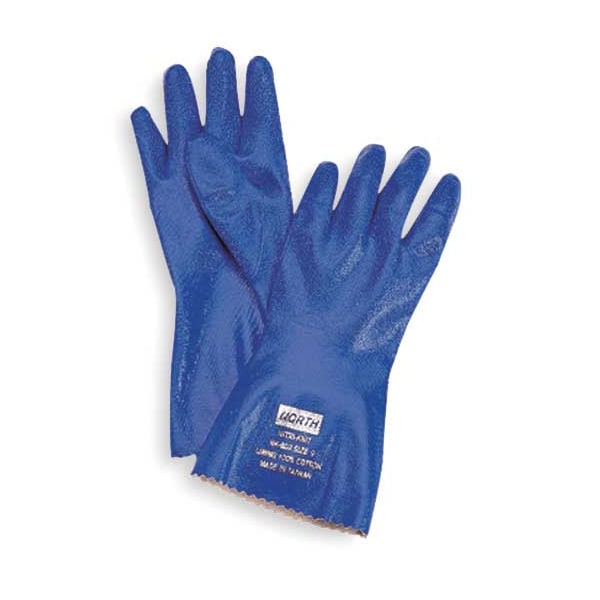 Honeywell North Chemical Resistant Gloves, Nitrile, 12 in L, 40 mil, Blue, 9, 1 PR - NK803/9