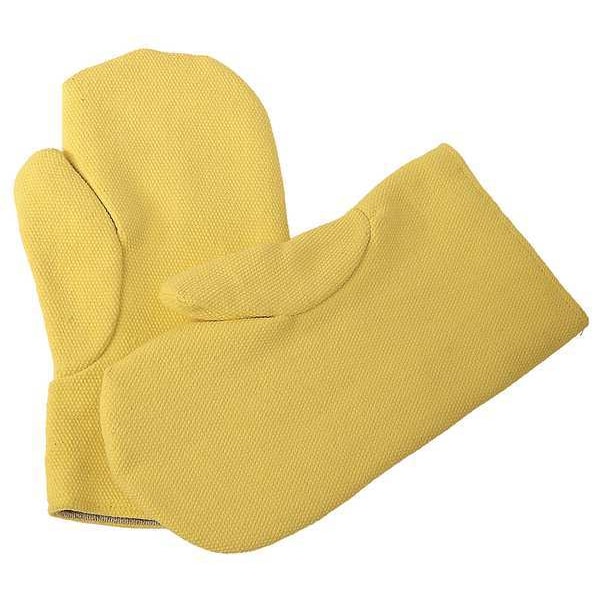 Chicago Protective Apparel Heat Resistant Mittens, Kevlar(R), 600  Degrees F Max Temp., Yellow, L, 1 PR - 174-KV