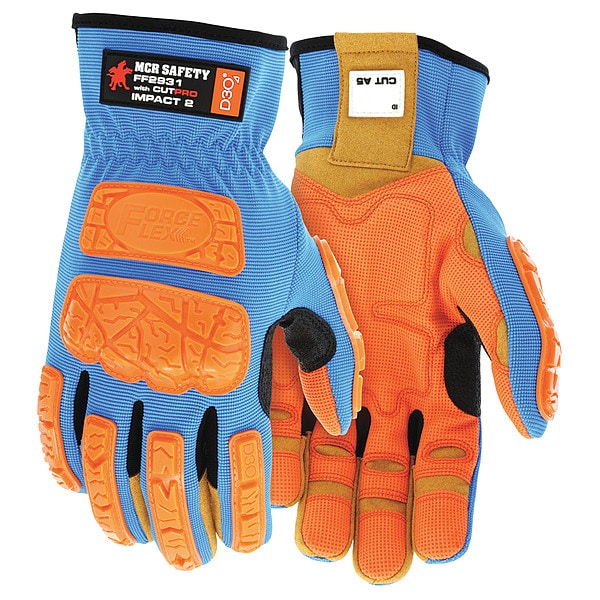 Mcr Safety FF2931 Mechanics Gloves, Synthetic Leather with Polyurethane Grip Palm, SpandexÂ® Back, L - FF2931L
