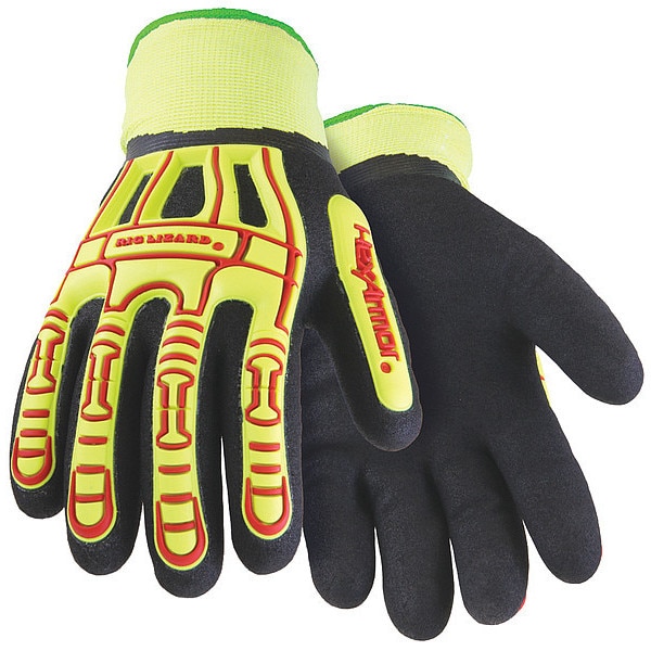 Hexarmor Hi-Vis Cold Protection Gloves, Nitrile Palm, Fleece Lining, Hi-Visibility Yellow/Red/Black - 2099-XL (10)