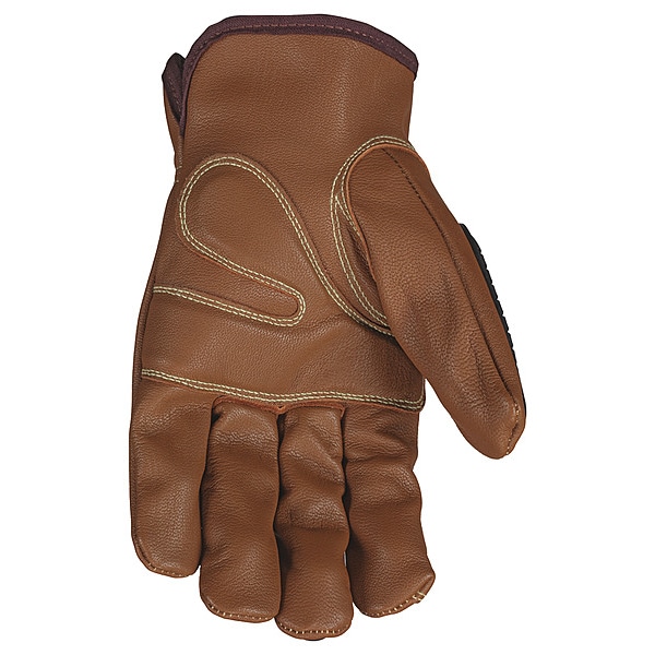 Mcr Safety Leather Gloves, Goatskin, Shirred Slip-On, Brown / Brown, 12 PK - 36336KL
