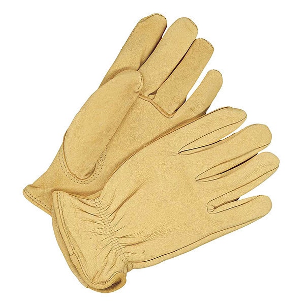 Bdg Leather Drivers Gloves, Shirred Slip-On Cuff, Keystone Thumb, Tan, L, 1 PR - 20-1-366-L