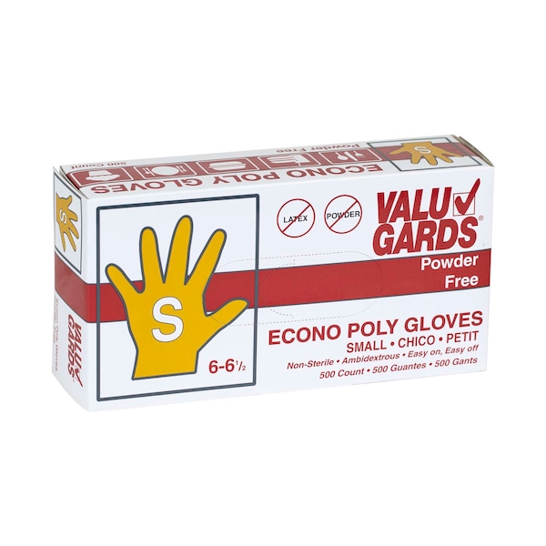Valugards Disposable Gloves, Poly, Powder-Free, S, 5000 PK - 303363006