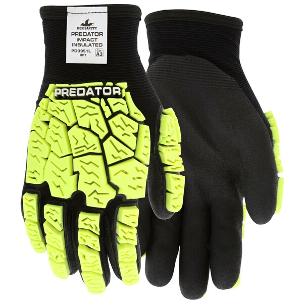 Mcr Safety Gloves, Predator Impact 2 Ice - 15g. Black HPT, XXL, 6PK - PD3951XXL