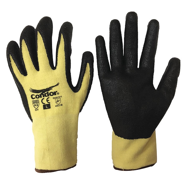 Condor Cut Resistant Coated Gloves, Cut Level A2 , Dipped , Nitrile , Rough , XL 1 PR - 4TXK4