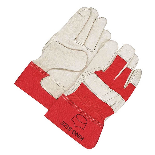 Bdg Leather Gloves, Cowhide, Safety Cuff, Wing Thumb, Full Finger, Red/Tan, XL, 1 PR - 40-1-1512RXL