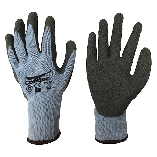 Condor Cut-Resistant Coated Gloves, Cut Level A2 , Dipped , Natural Rubber Latex , Rough , L 1 PR - 29JV93