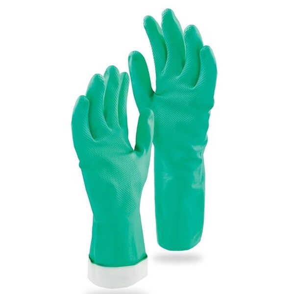 The Libman Co Libman Heavy-Duty Reusable Gloves, M, 13 in L, Nitrile, Green - 1318