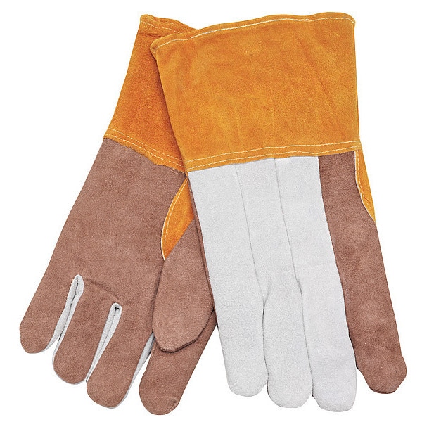 Mcr Safety Foundry Welding Gloves, Gauntlet Cuff, Wing Thumb, Premium Cowhide, XL, 1 PR - 4550