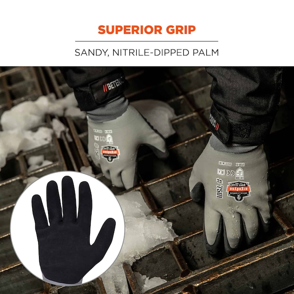 Ergodyne Gray Coated Waterproof Winter Work Gloves, XL, PK144 - 7501-CASE