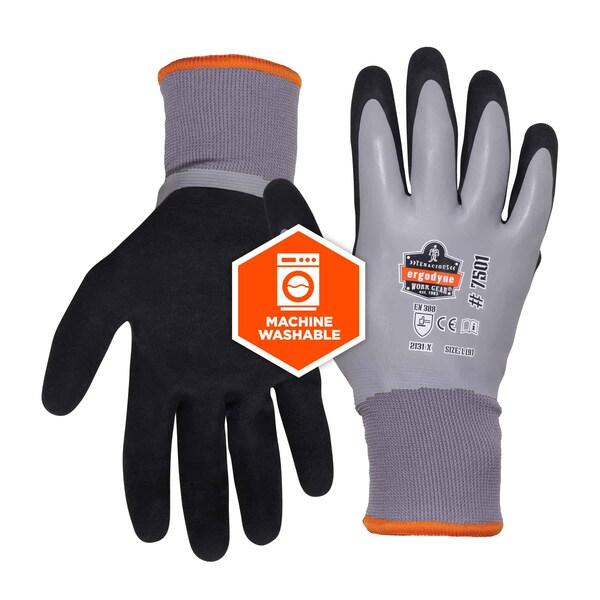 Ergodyne Gray Coated Waterproof Winter Work Gloves, XL, PK144 - 7501-CASE
