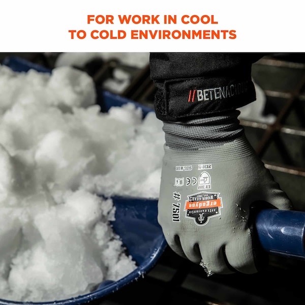 Ergodyne Gray Coated Waterproof Winter Work Gloves, XL, PK144 - 7501-CASE