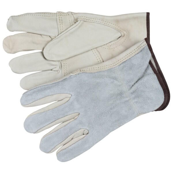Mcr Safety Gloves, Econ Patch Grain Drvr/Splt Back Key Thb, XXL, 12PK - 32055XXL