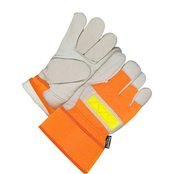 Bdg Leather Gloves, Cowhide, Nylon, Safety, Beige / Orange, 1 PR - 40-9-2875-K
