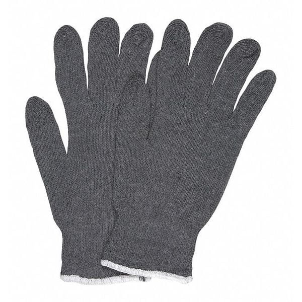 Mcr Safety Knit Gloves, Cotton Polyester Blend, None Uncoated, Gray, 12 PK - 9637S