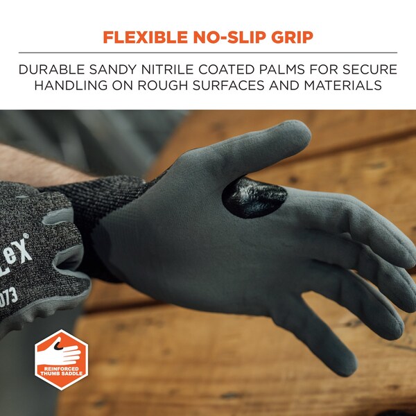 Ergodyne Nitrile Coated Cut-Resistant Gloves, Cut Level A7 , Nitrile , Sandy Nitrile , S 1 PR - 7073