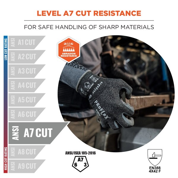 Ergodyne Nitrile Coated Cut-Resistant Gloves, Cut Level A7 , Nitrile , Sandy Nitrile , S 1 PR - 7073