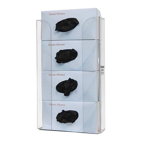 Bowman Dispensers Glove Box Dispenser, PETG Plastic, Holds (4) Boxes , Clear , 19-1/8 in H x 10-1/2 in W x 4 in D - GP-340