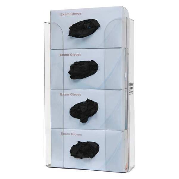 Bowman Dispensers Glove Box Dispenser, PETG Plastic, Holds (4) Boxes , Clear , 19-1/8 in H x 10-1/2 in W x 4 in D - GP-340