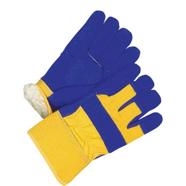 Bdg Leather Gloves, Cowhide, Safety Cuff, Wing Thumb, Full Finger, Blue, Ladies, 1 PR - 30-9-428A