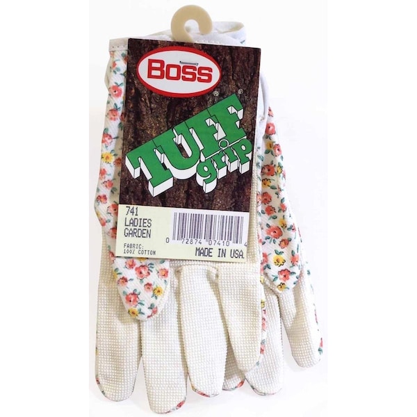Boss Tuff Grip Ladies Cotton Garden Gloves with Textured Grip on Palm - 741