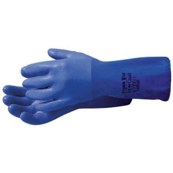 Showa KV660 Chemical Resistant Gloves, PVC, 12 in L, 22 mil, Blue, L, 1 PR - KV660L-09