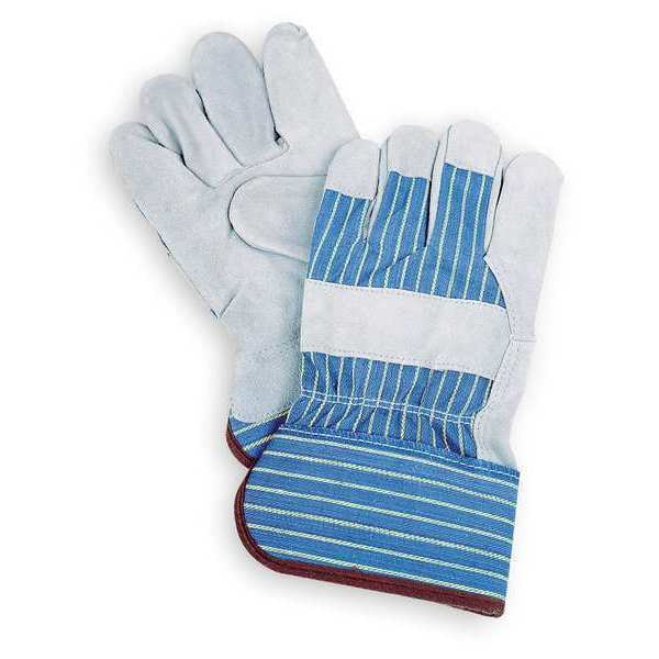 Condor Leather Gloves, Cowhide, Safety Cuff, Wing Thumb, Full Finger, Gray, L, 1 PR - 6AC96